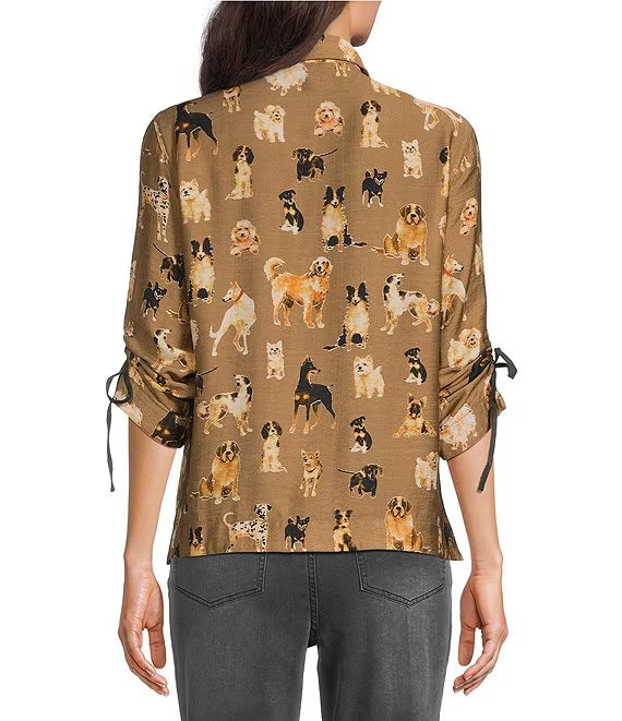 Dog Collared Button Top