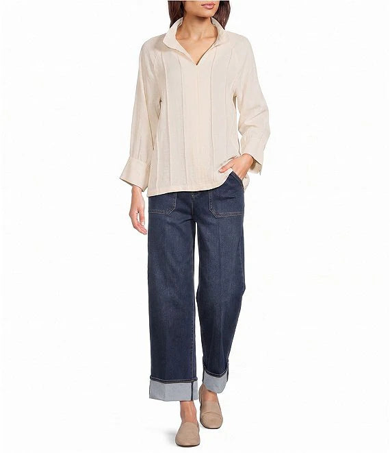 Woven Solid Top in Winter White