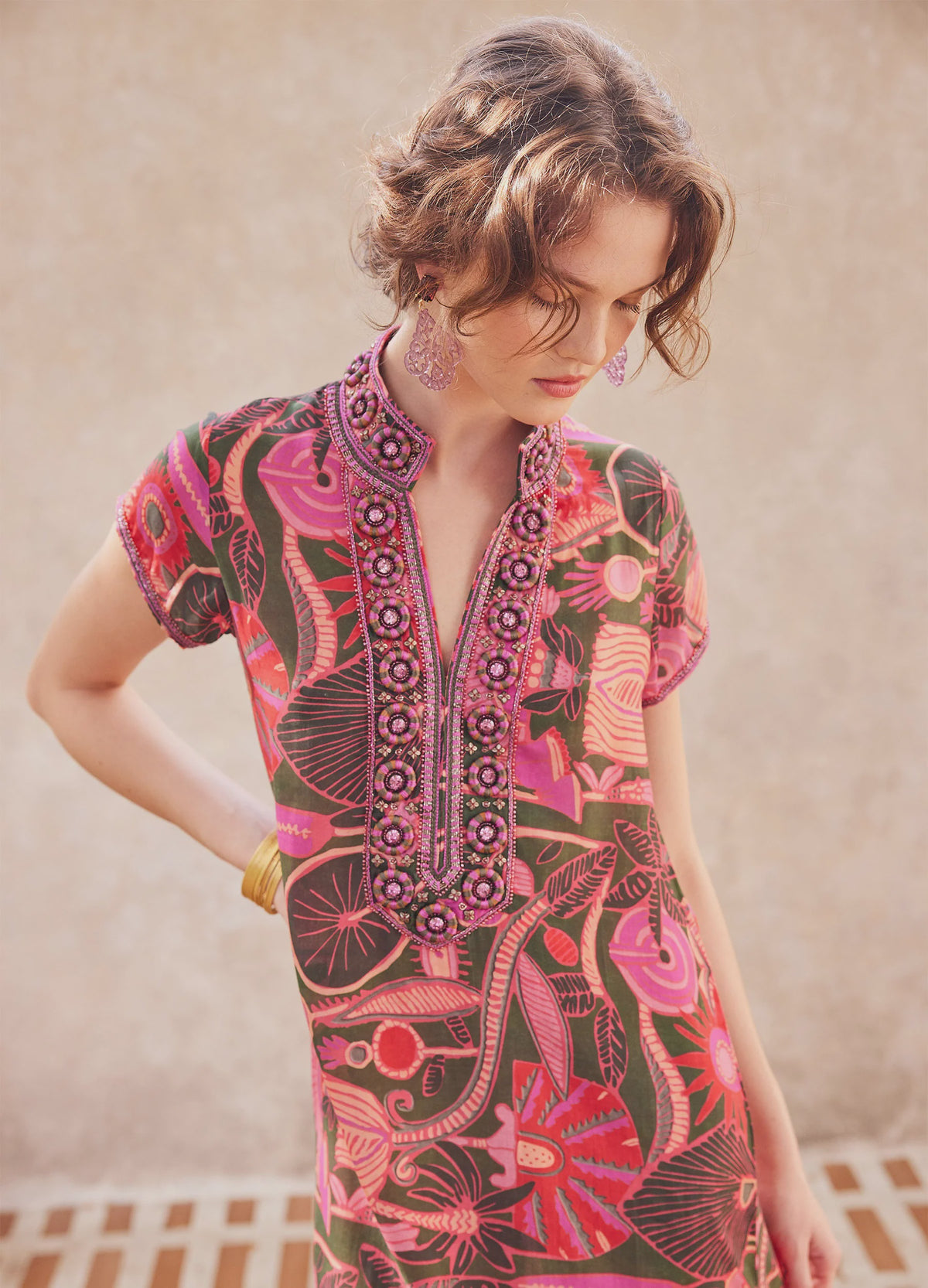 Lotus Cap Sleeve Caftan