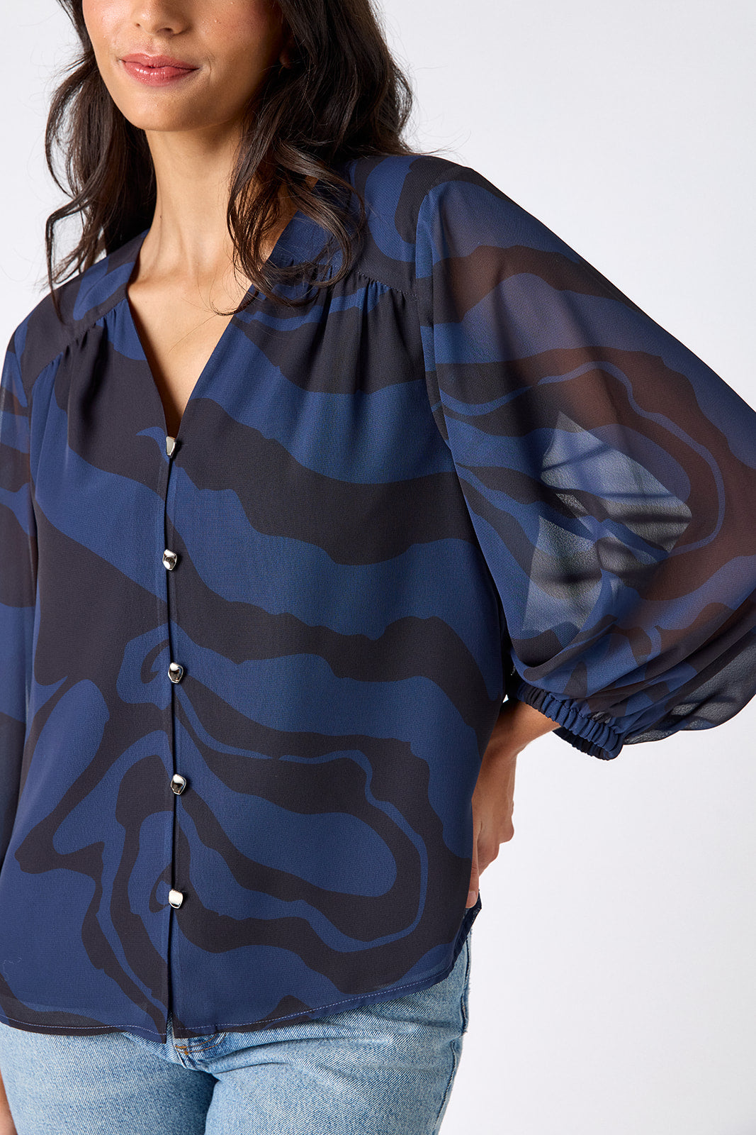 Nellie Blouse Ink Wave
