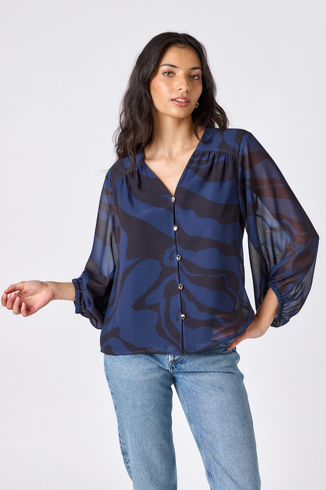 Nellie Blouse Ink Wave