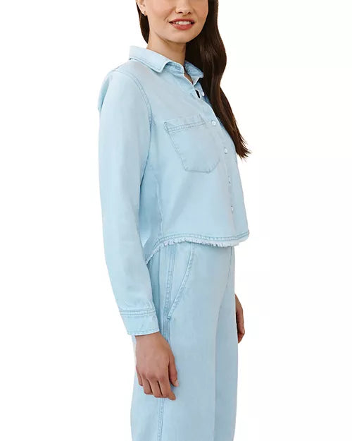 Two Pocket Fray Hem Shirt