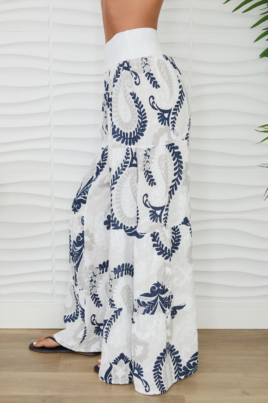 Paisley Palazzo Pant White/Navy