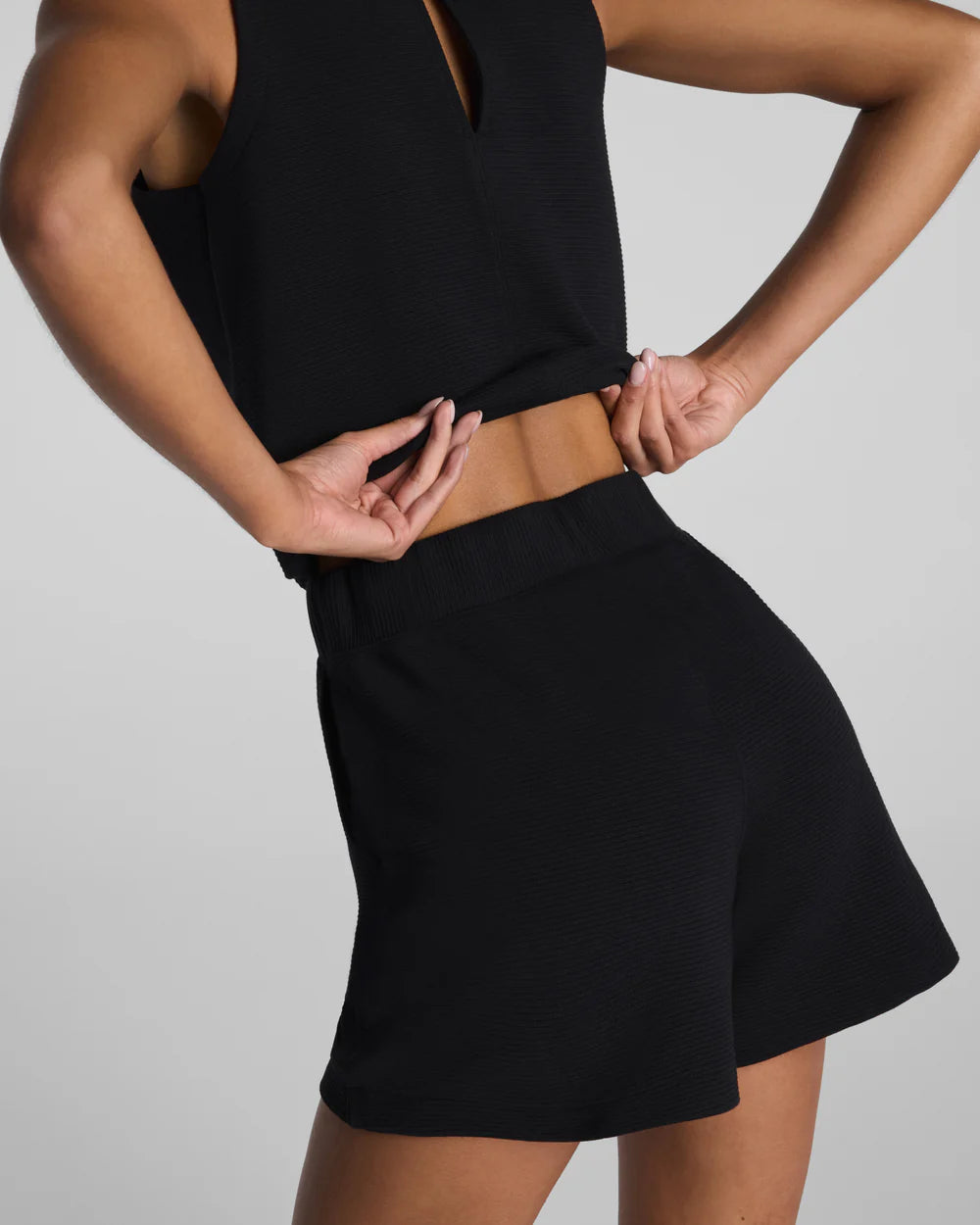 Airessentials French Rib Romper in Black