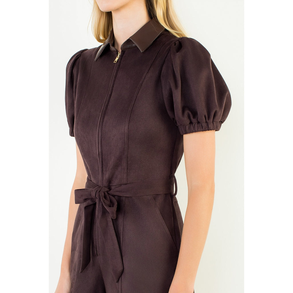 Zipper Romper in Brown