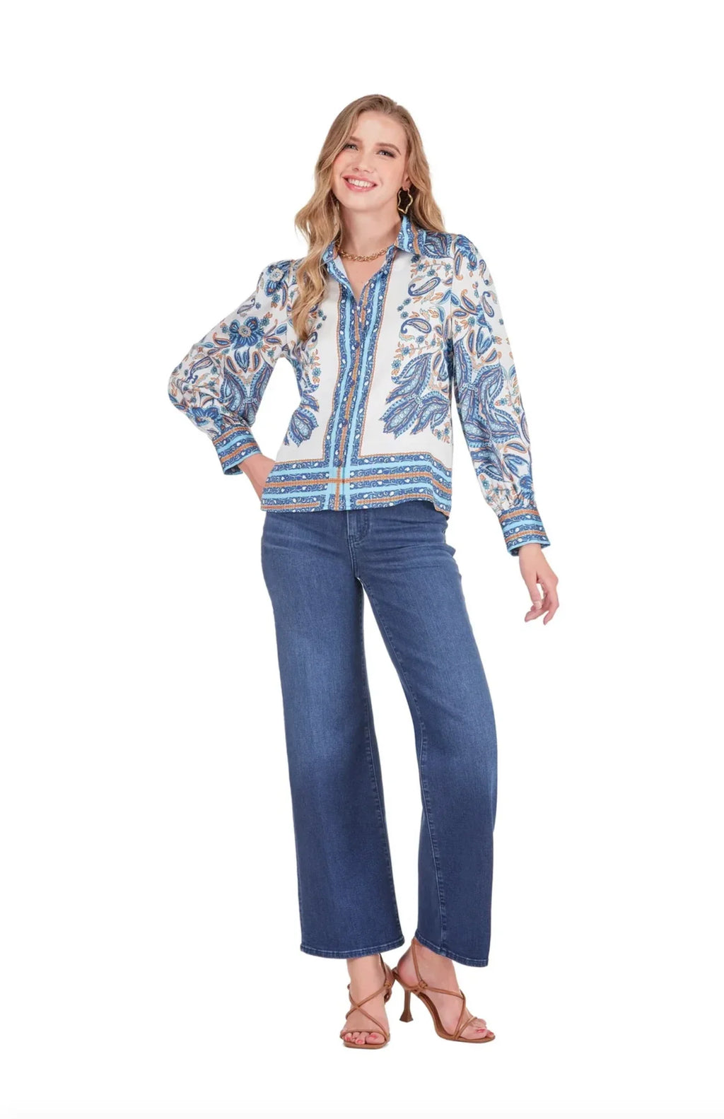 Scarf Puff Sleeve Blouse