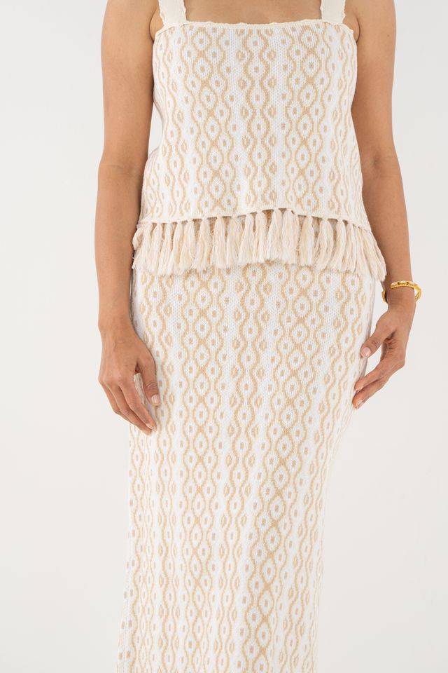 Capri Knit Skirt Blanc Petals