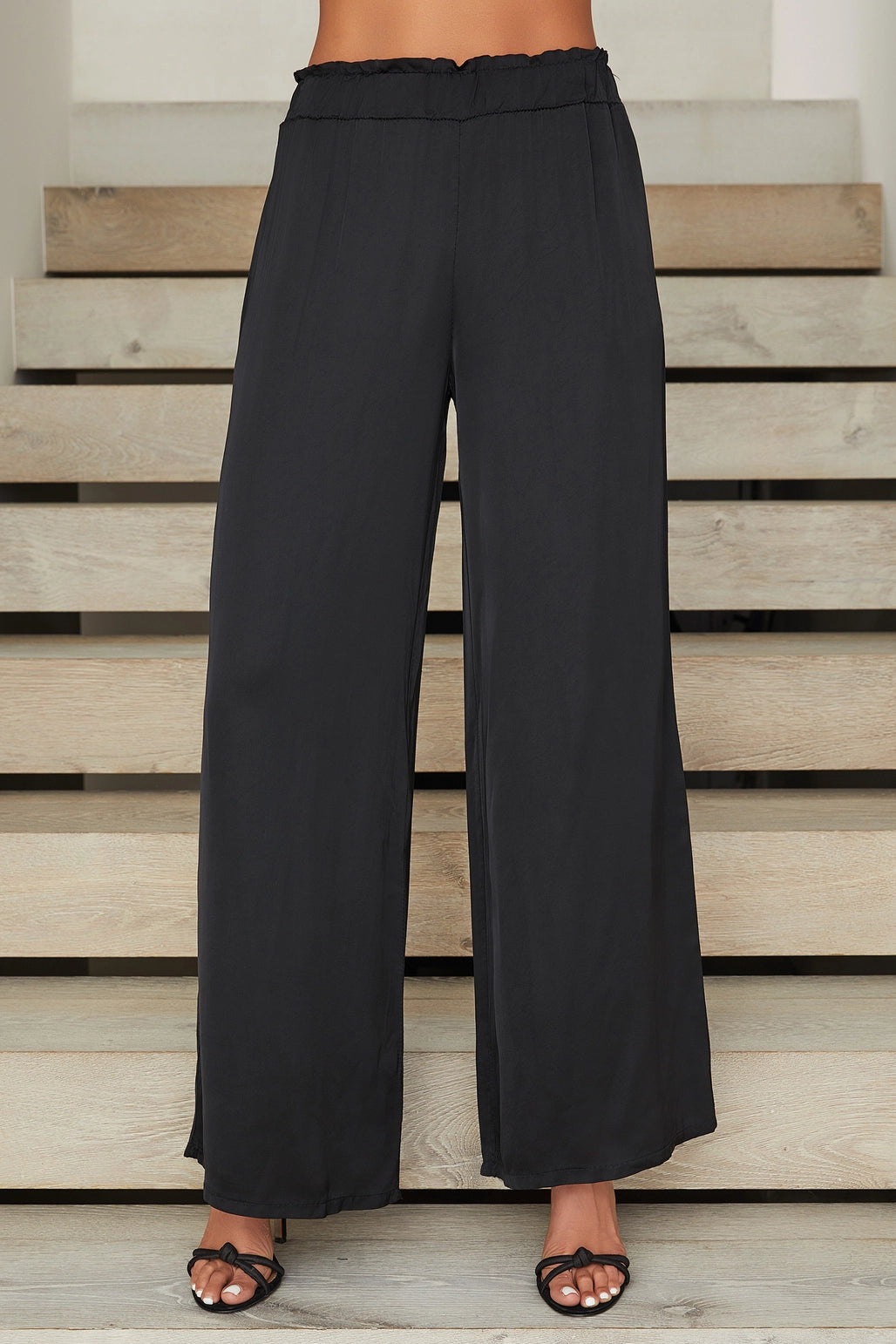 Italian Silky Palazzo Pant Black
