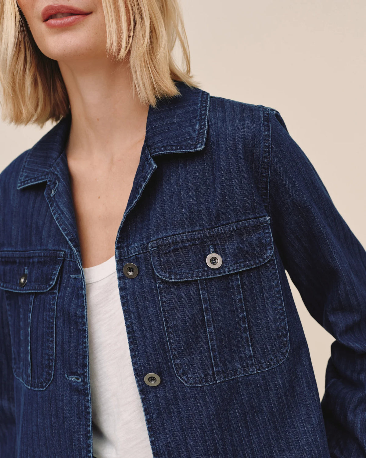 Flap Pocket Utility Jacket Herringbone Wash
