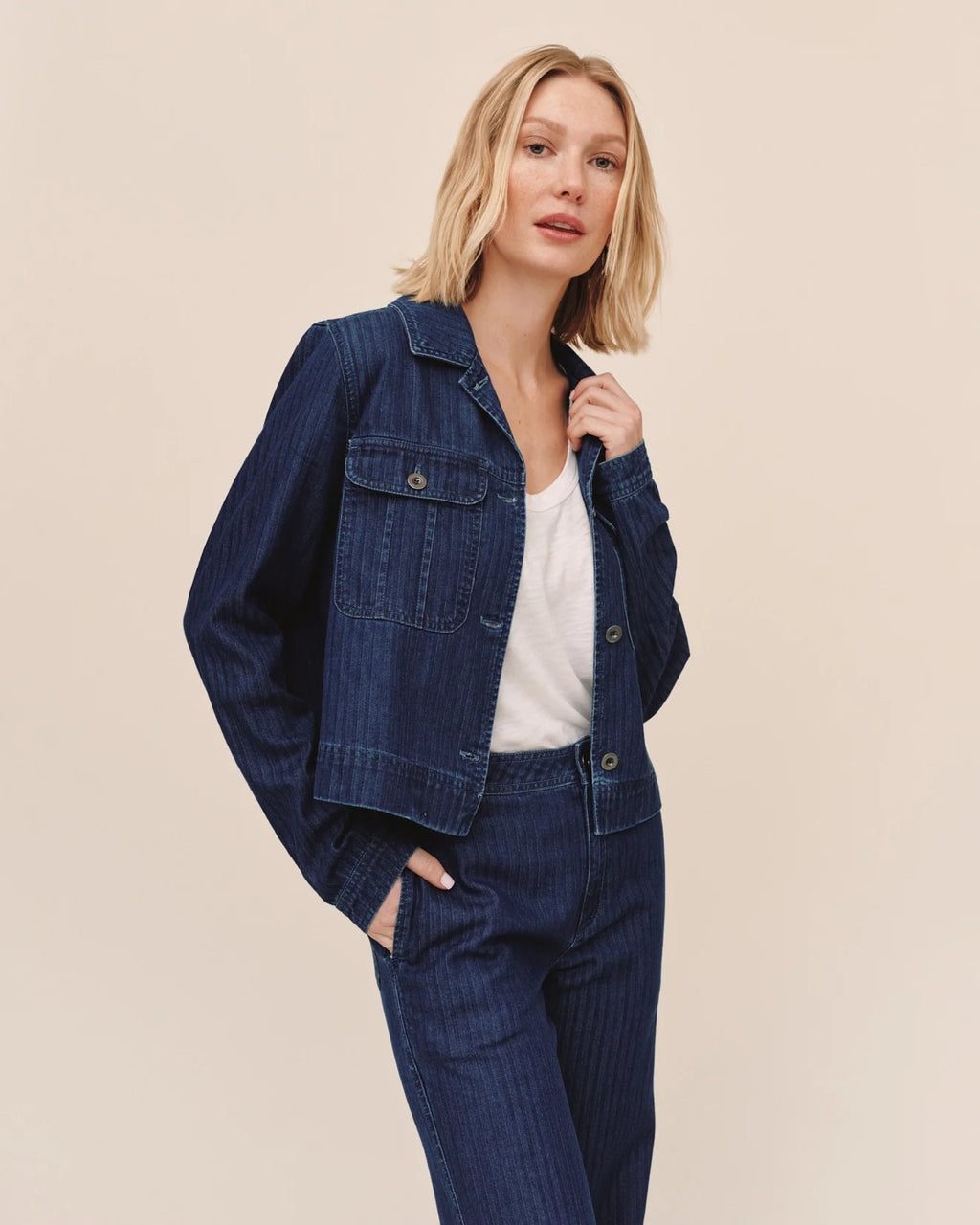 Flap Pocket Utility Jacket Herringbone Wash