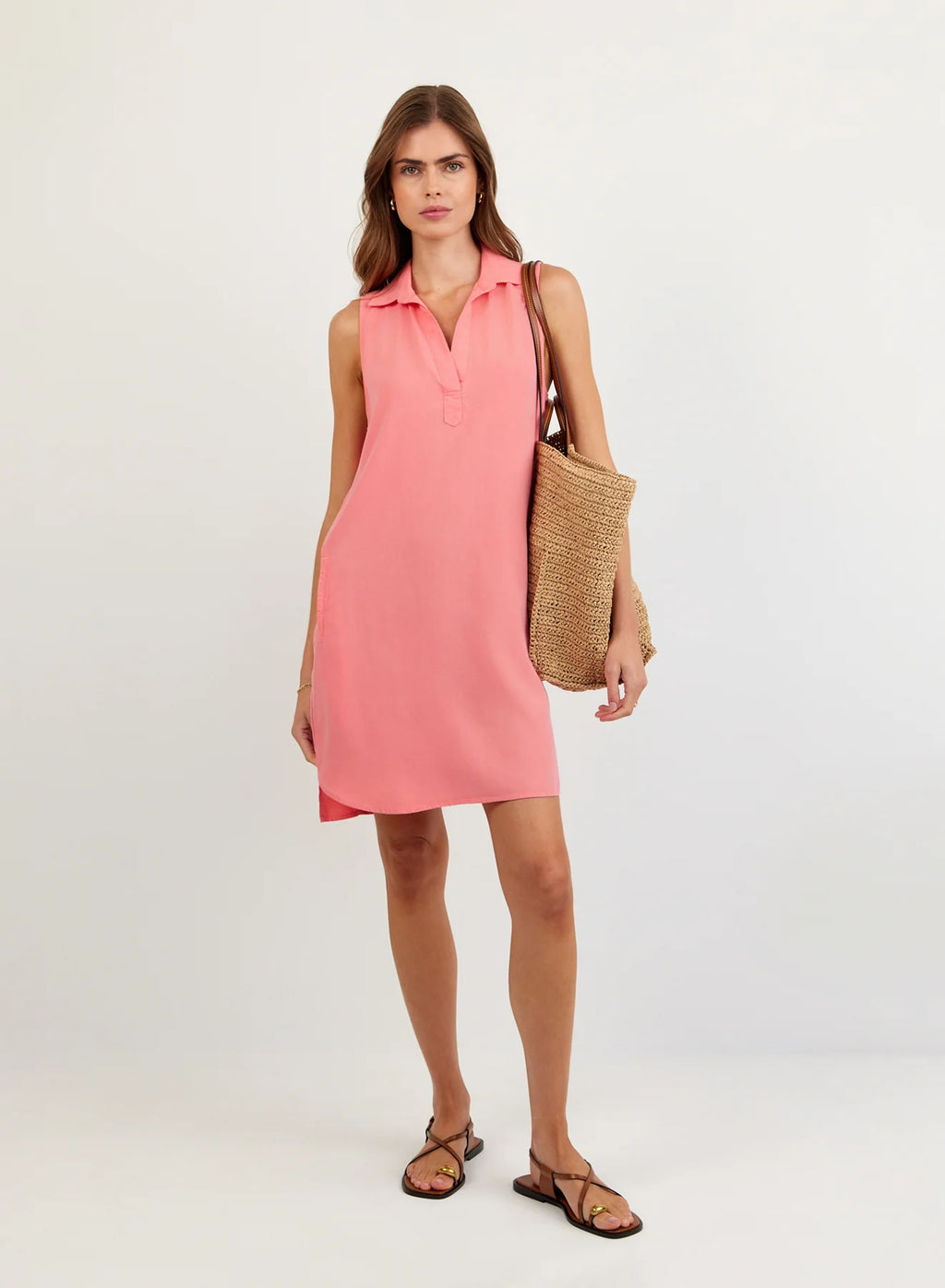 Sleeveless A Line Dress Wild Coral