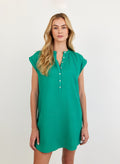 Cap Sleeve Henley Dress Aqua Green