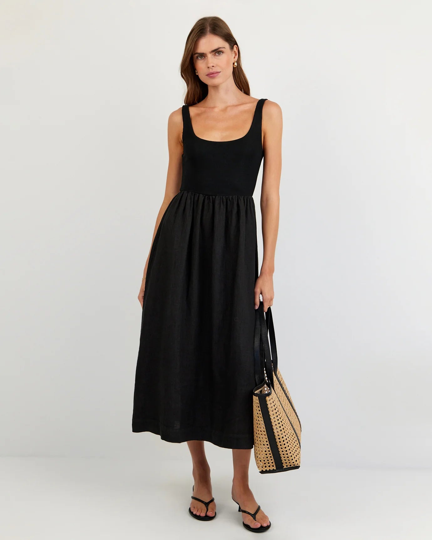 knit combo dress Et Ochs Francis Knit Combo Midi Dress in Ivory