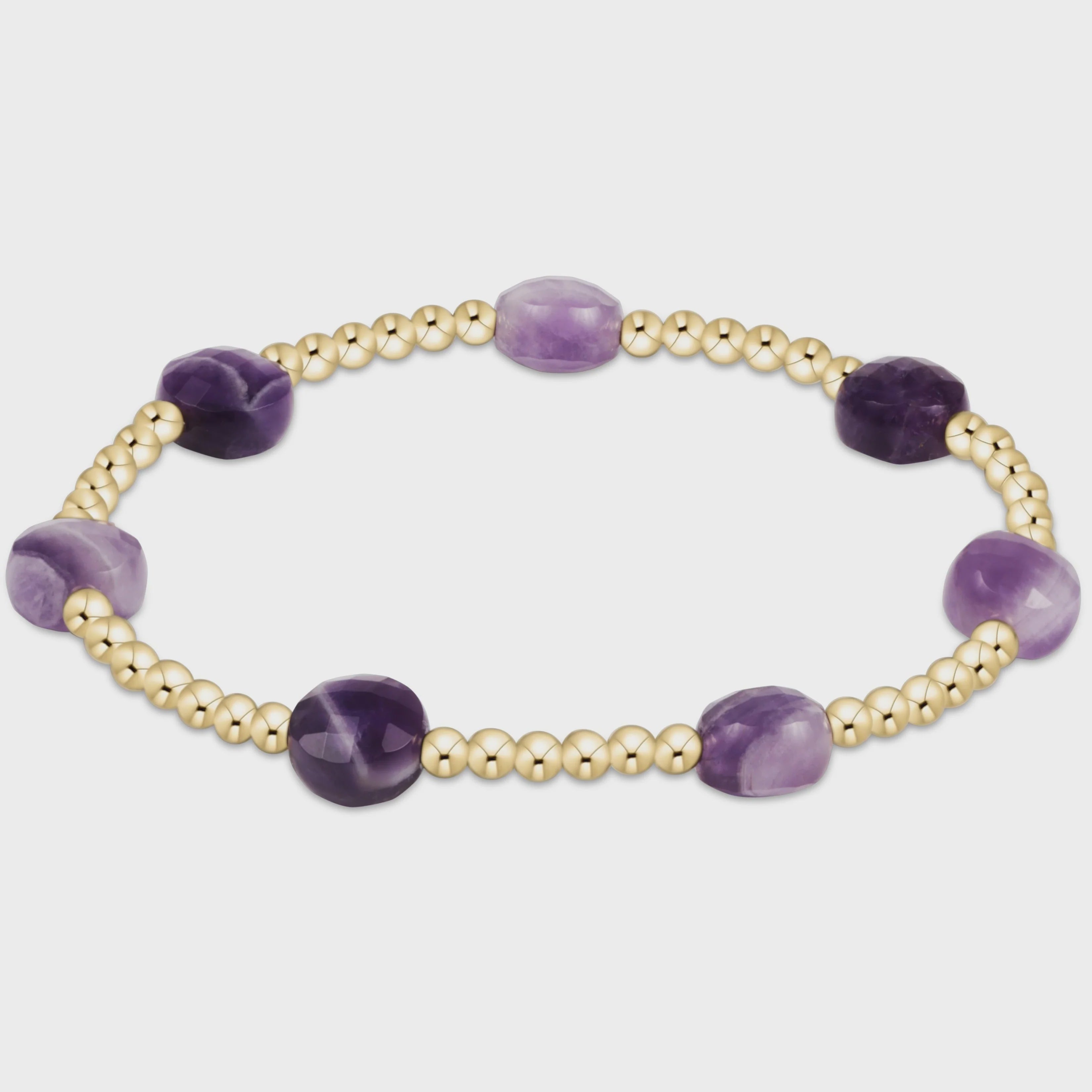 Admire Gold 3mm Bead  Bracelet - Amethyst
