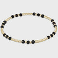 Gemstone Gold Joy Pattern 3mm Bead Bracelet - Faceted Onyx