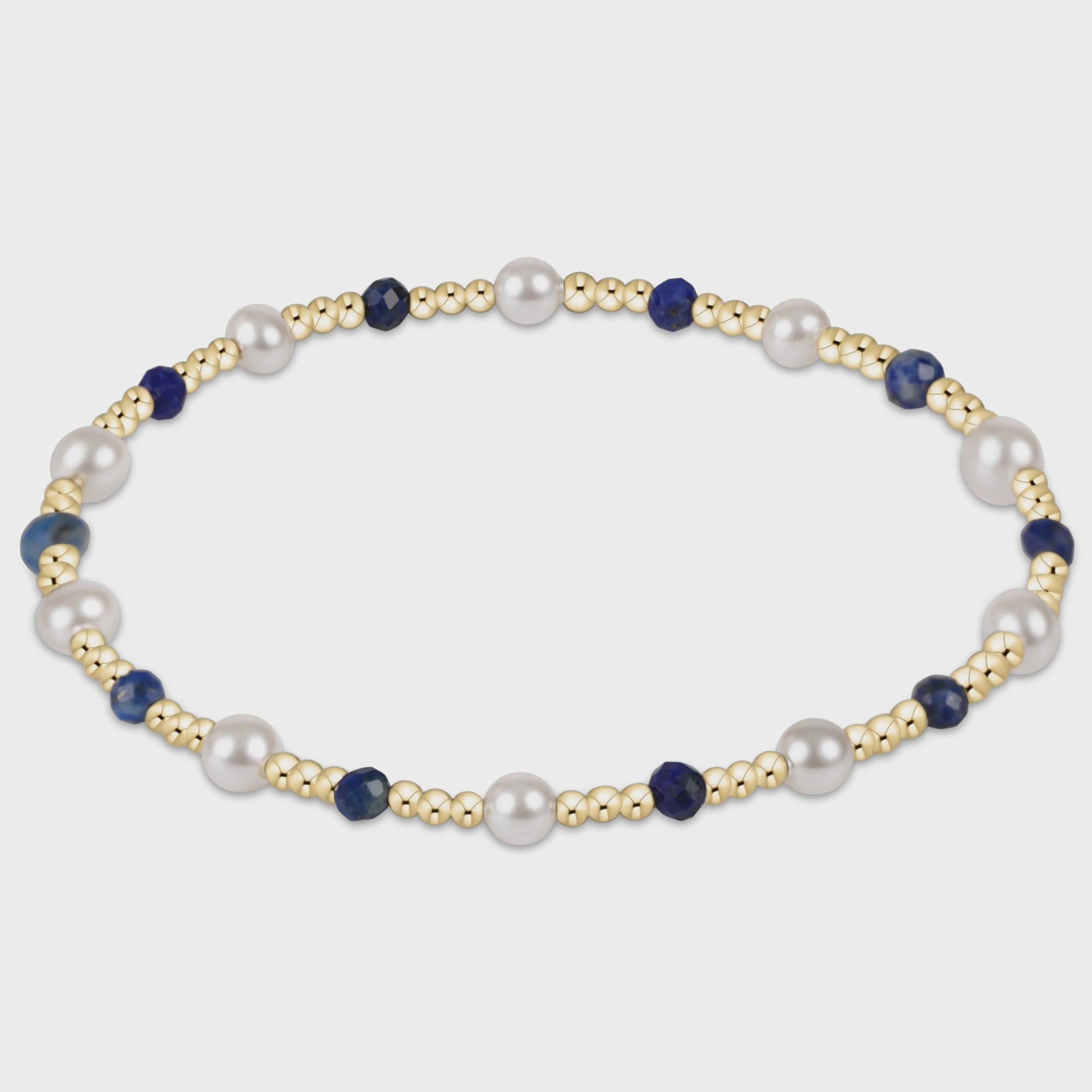 Pearl Sincerity Pattern 4mm Bead Bracelet - Lapis