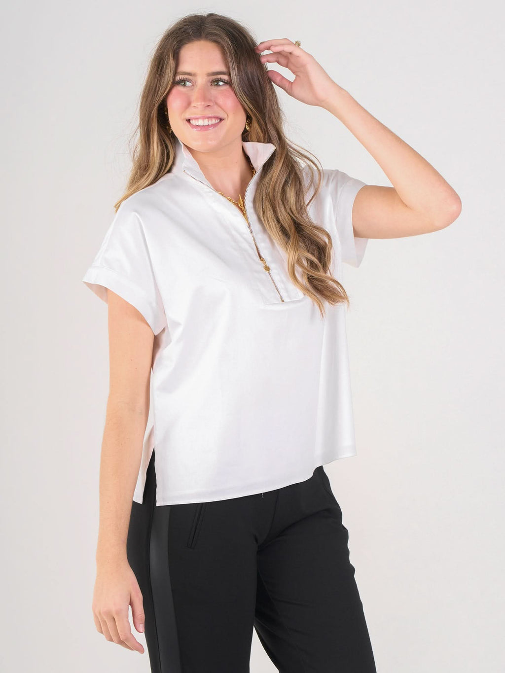 White Cotton Poplin Top
