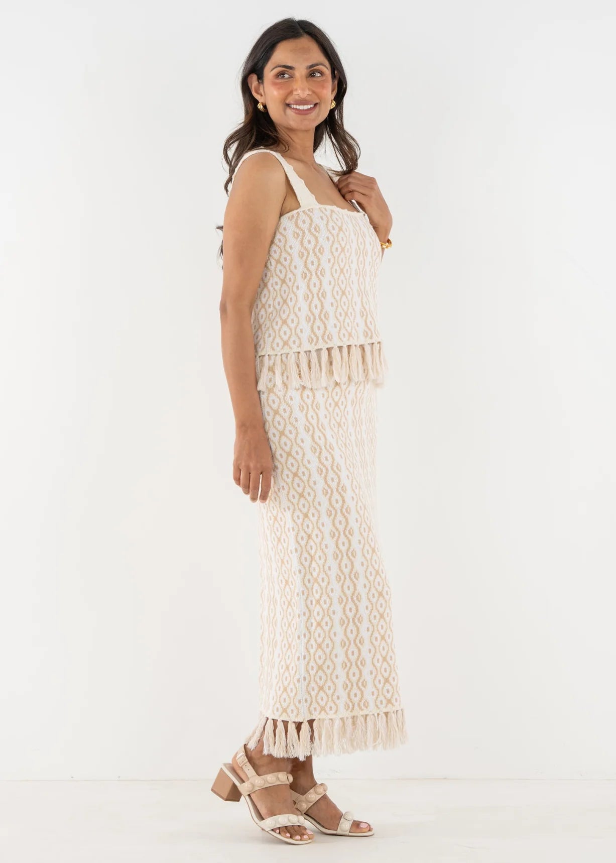 Capri Knit Skirt Blanc Petals