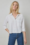 Easy Button Down Tee : White