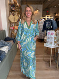Trimmed Maxi Dress Green Paisley