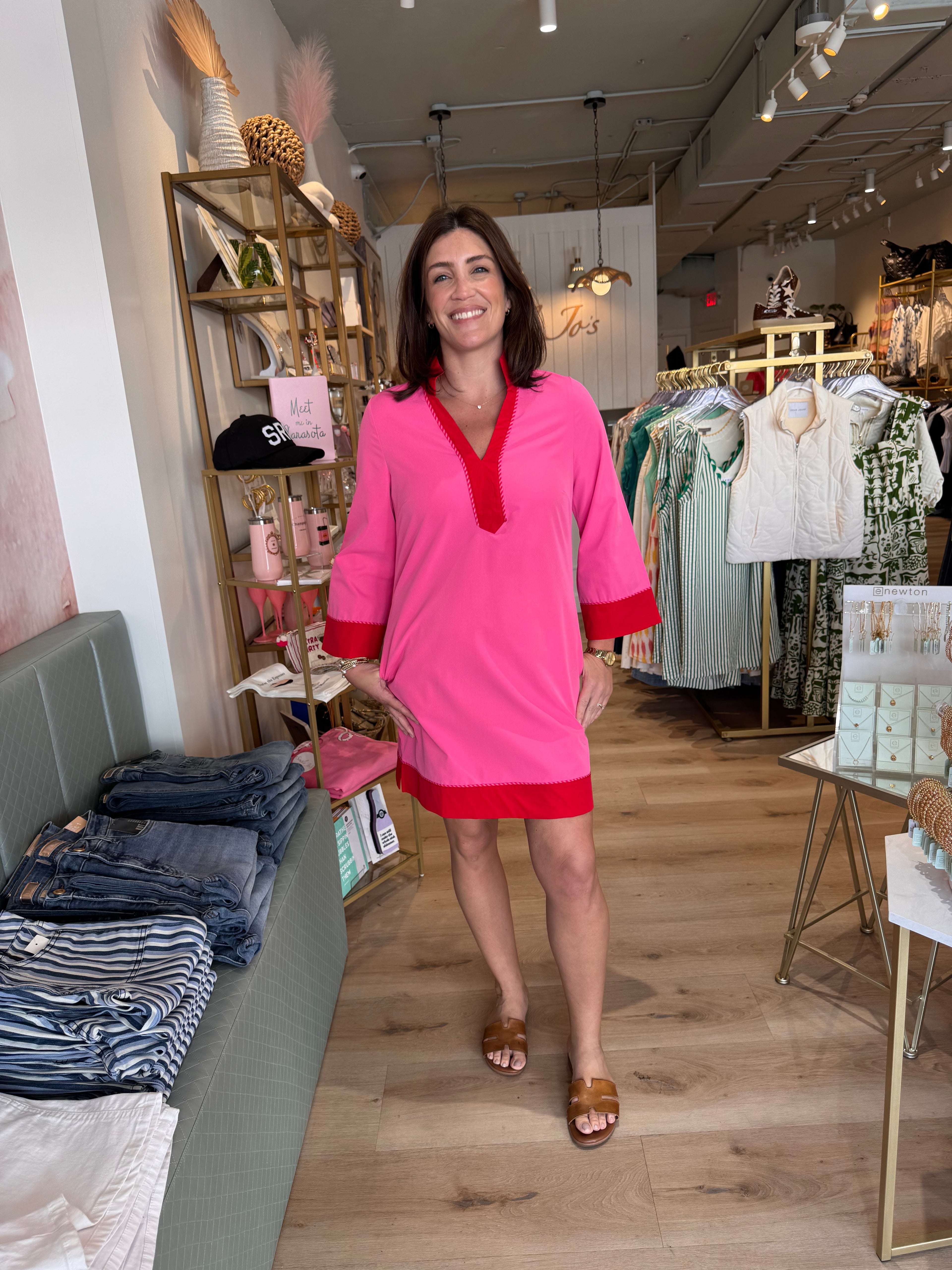Brenda Dress in Pink/Red