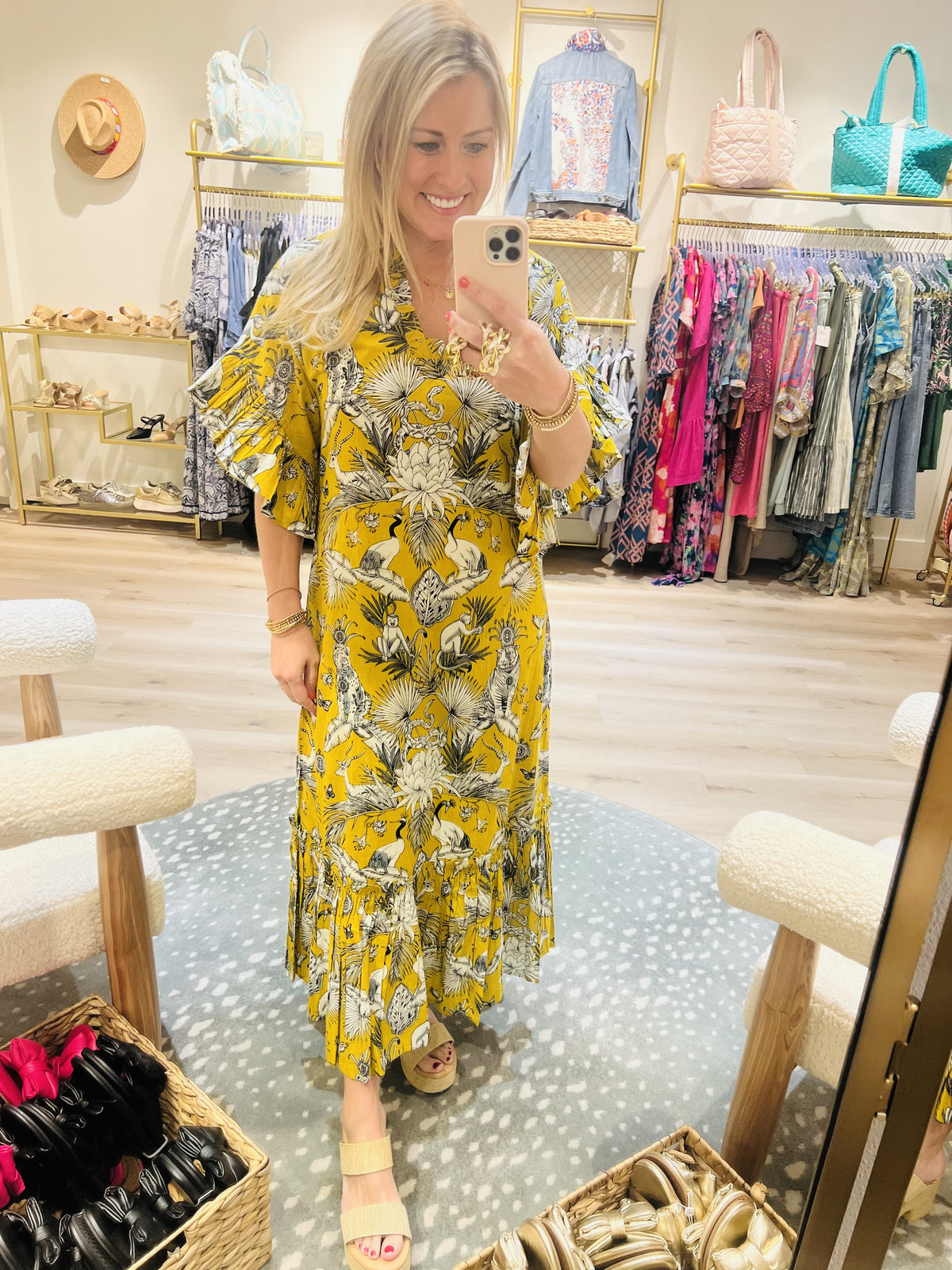 SOLEIL DRESS, ROYAL TIGER GOLD