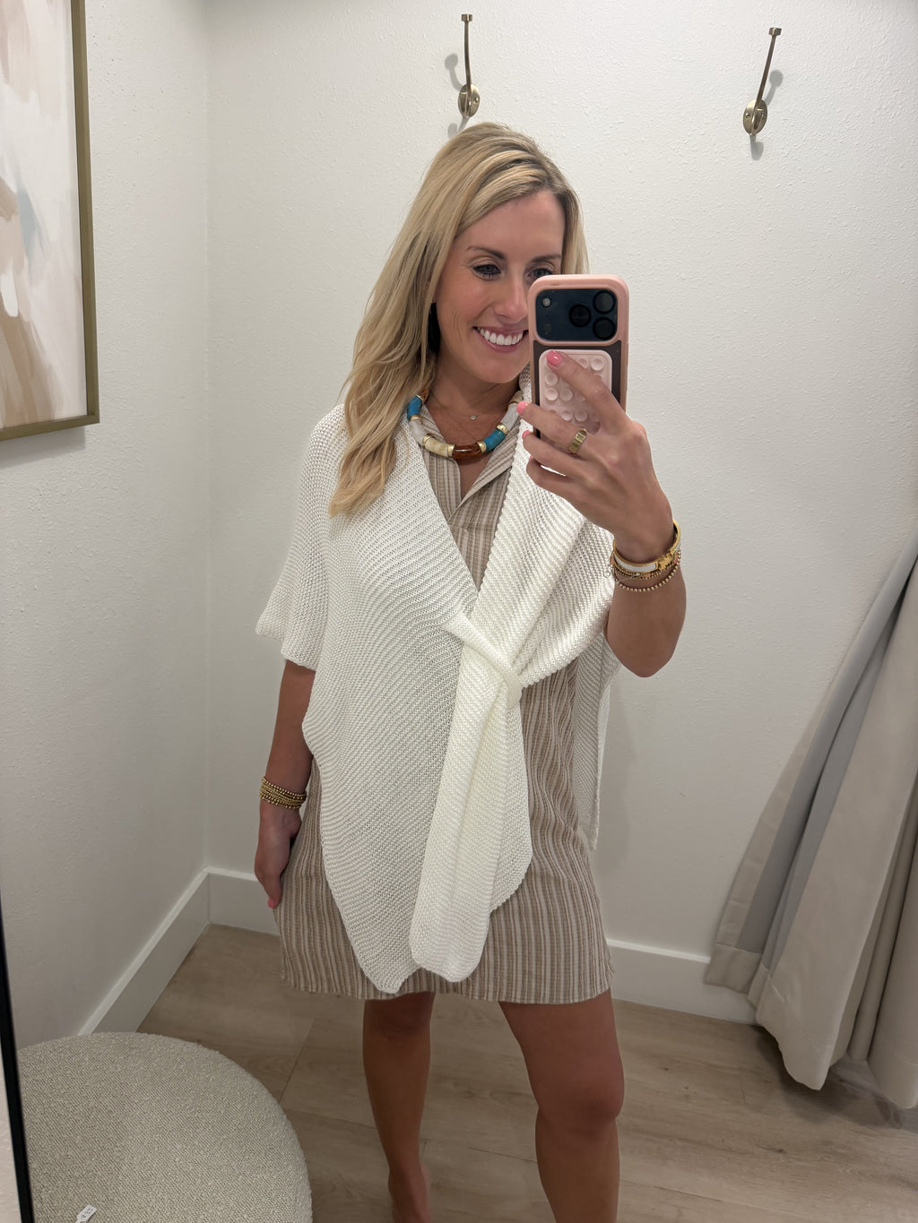 Knit Front Wrap Shawl in White