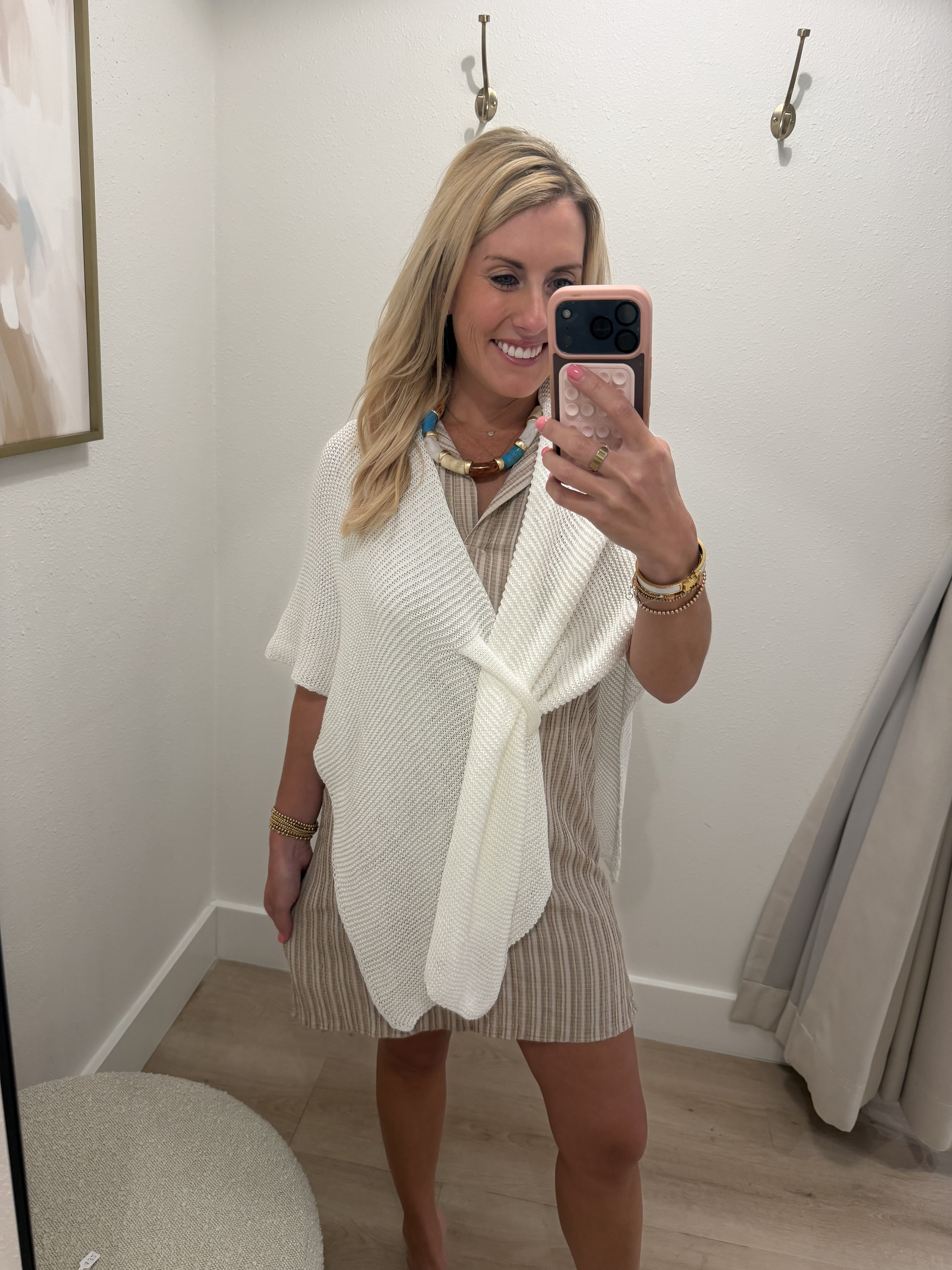 Knit Front Wrap Shawl in White