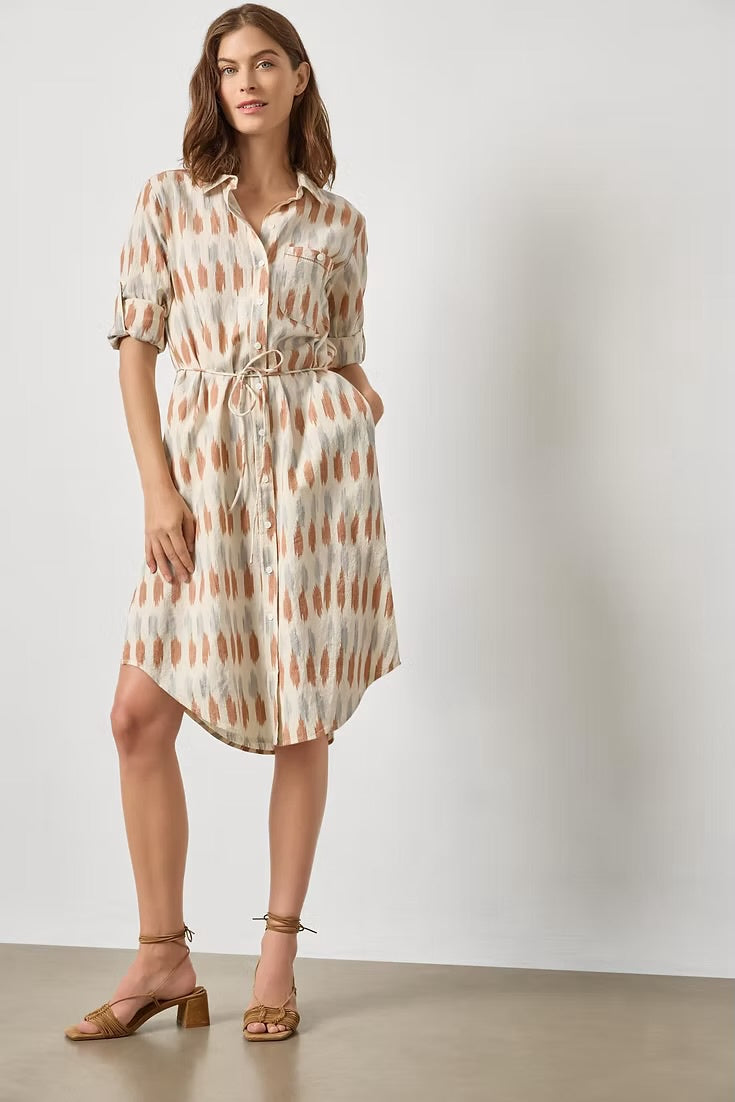 Ikat Shirt Dress - Carob