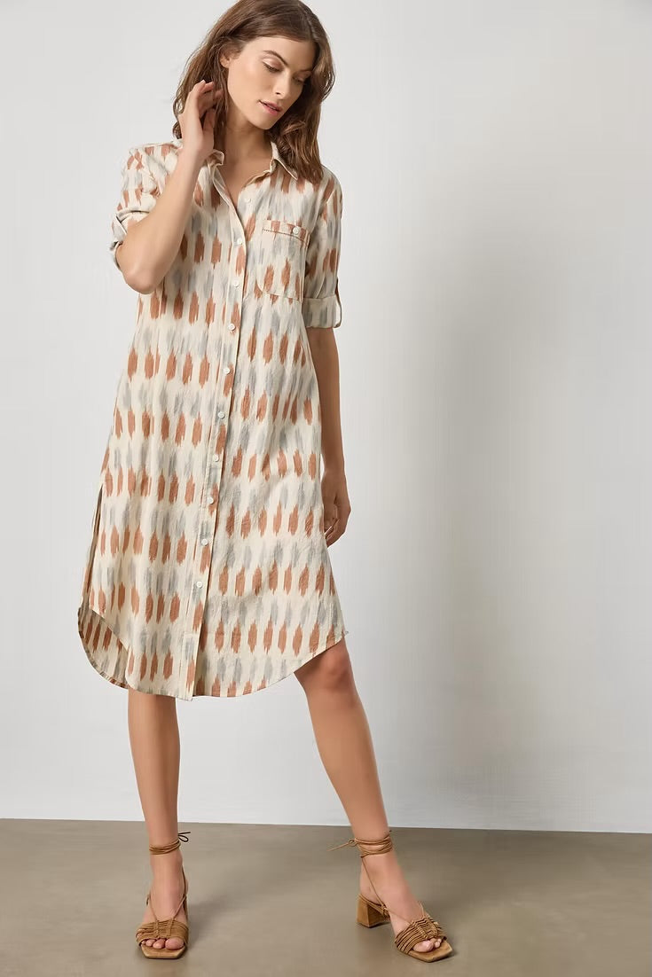 Ikat Shirt Dress - Carob