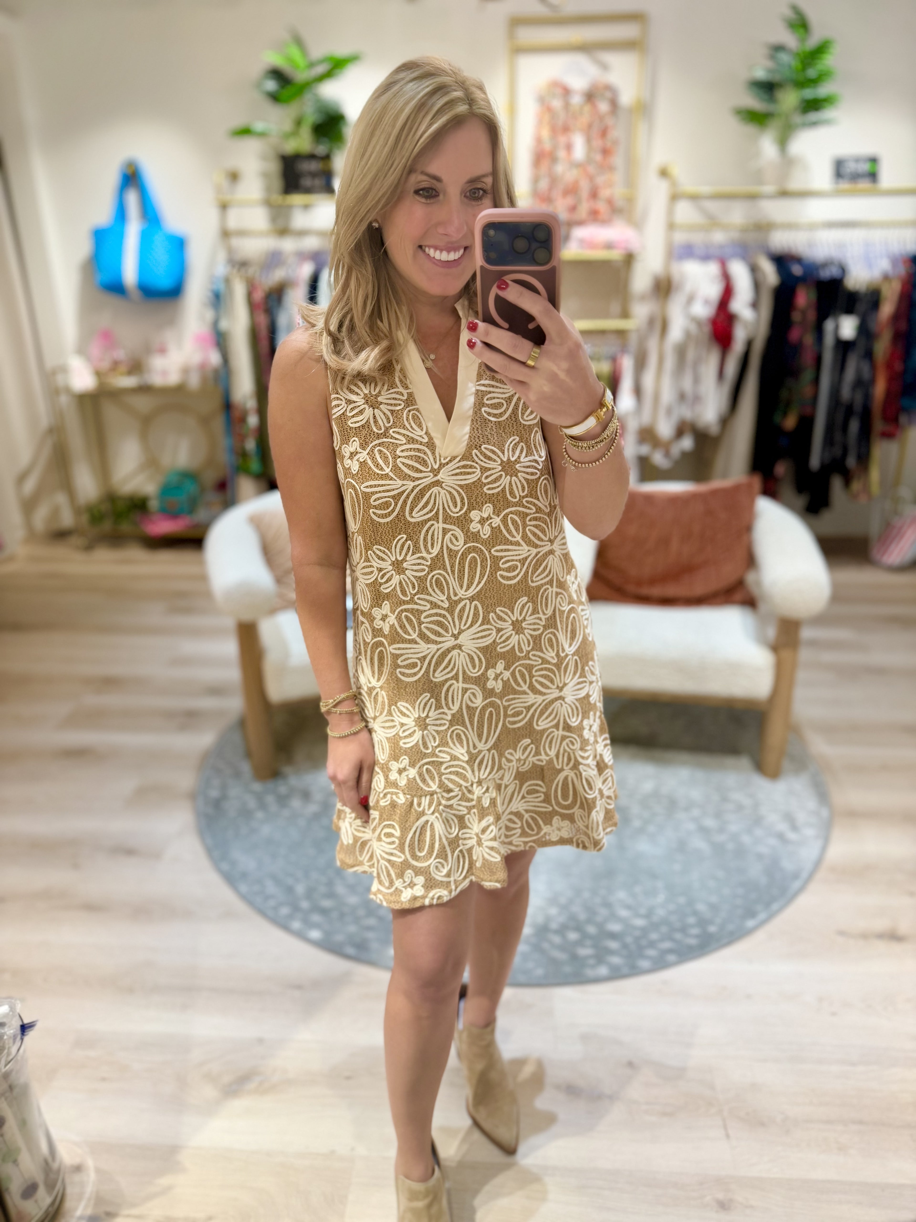 Sleeveless Floral Pattern Dress