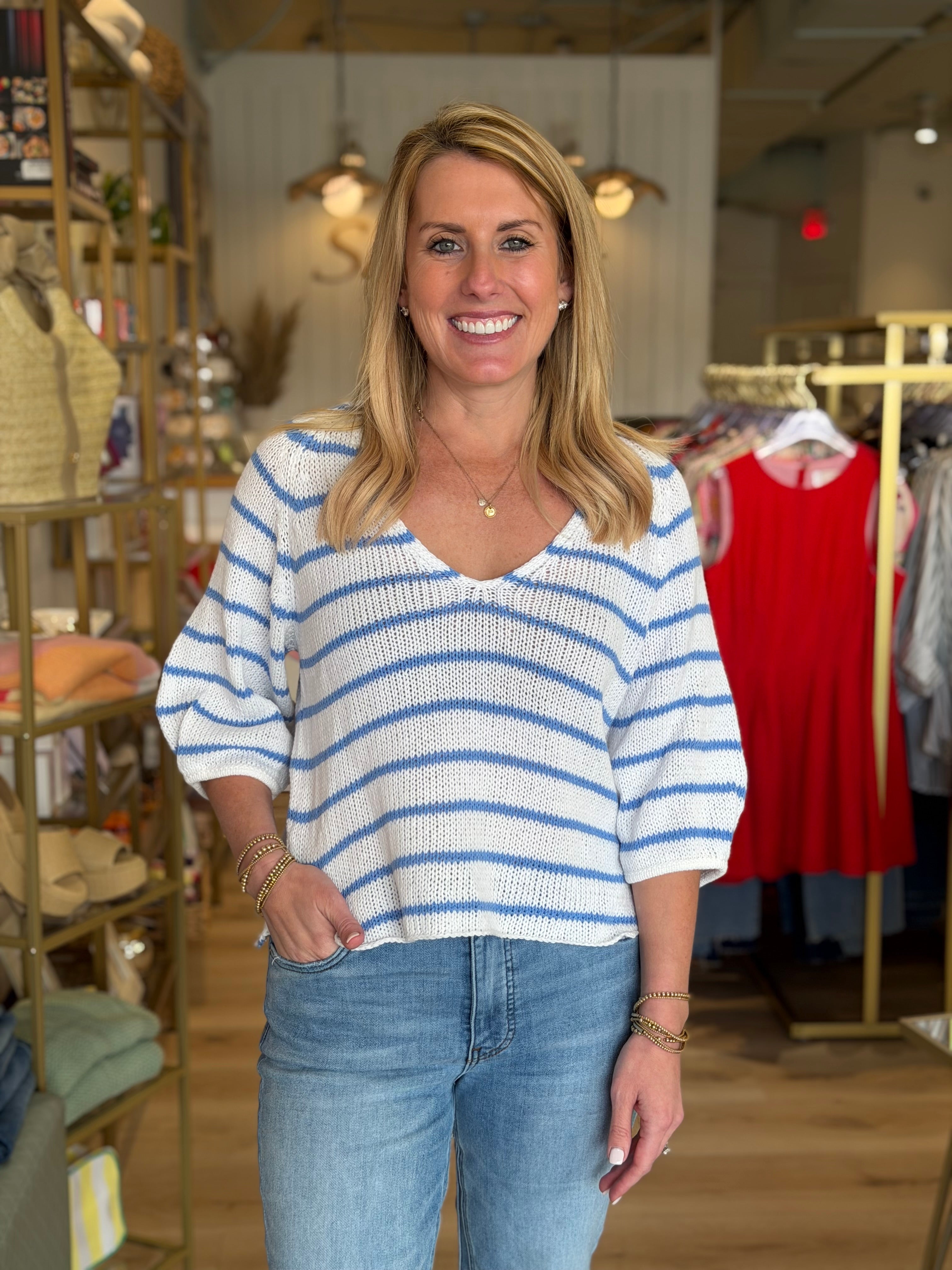 Helene Striped White/Mykonos