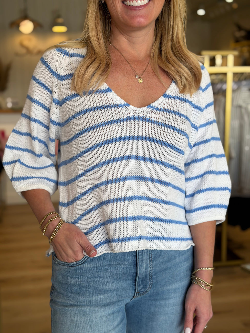 Helene Striped White/Mykonos