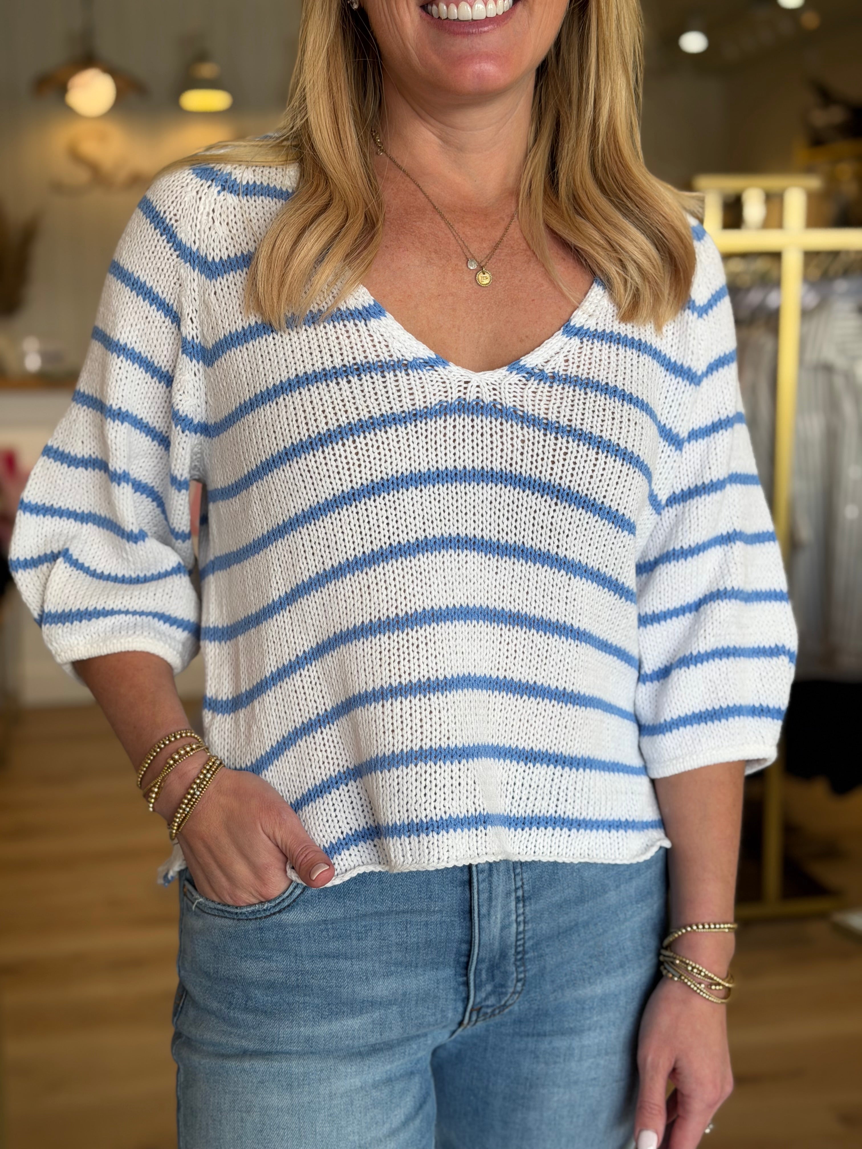 Helene Striped White/Mykonos