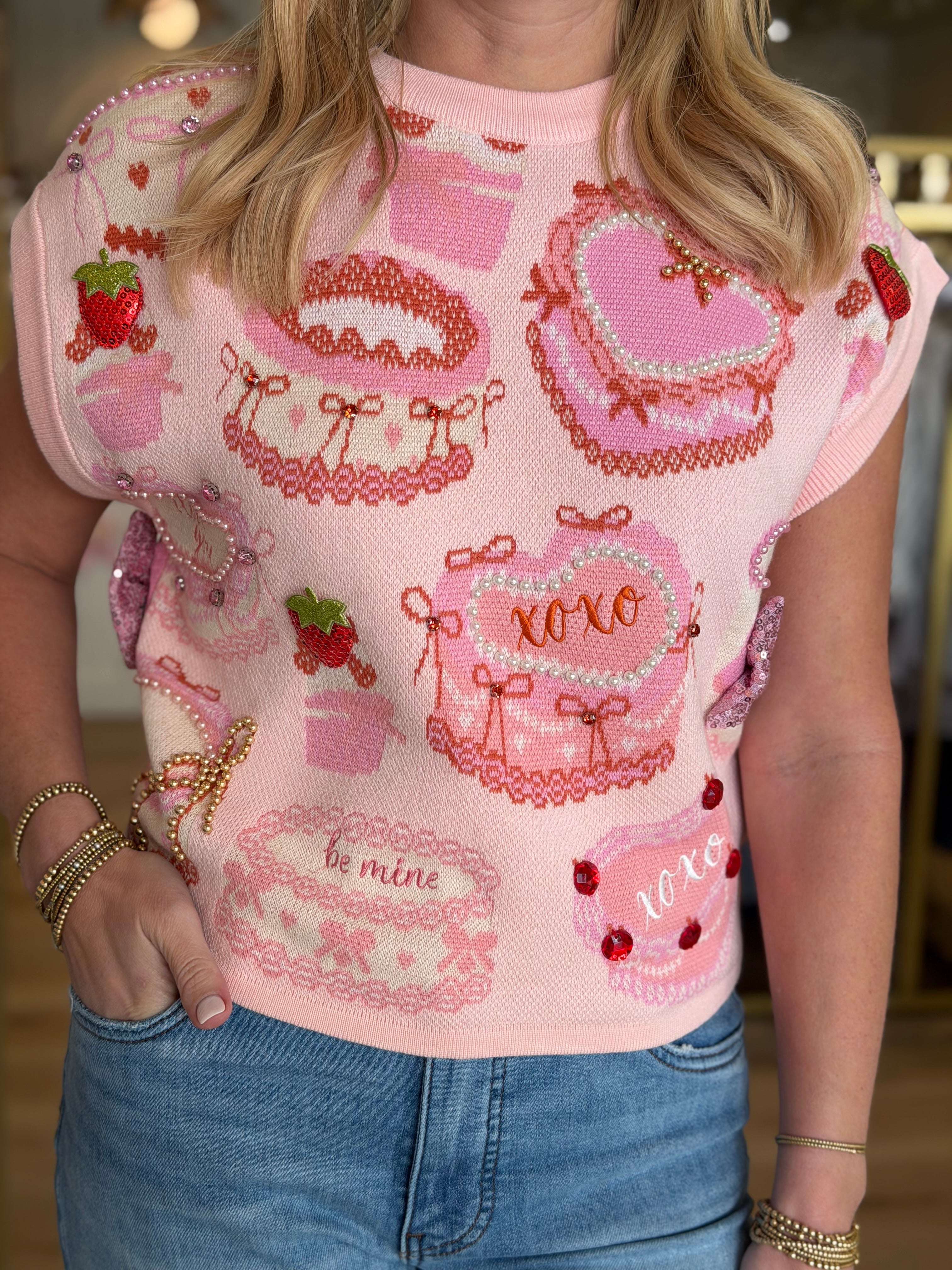Pink Cakes & Pastries Knit Top