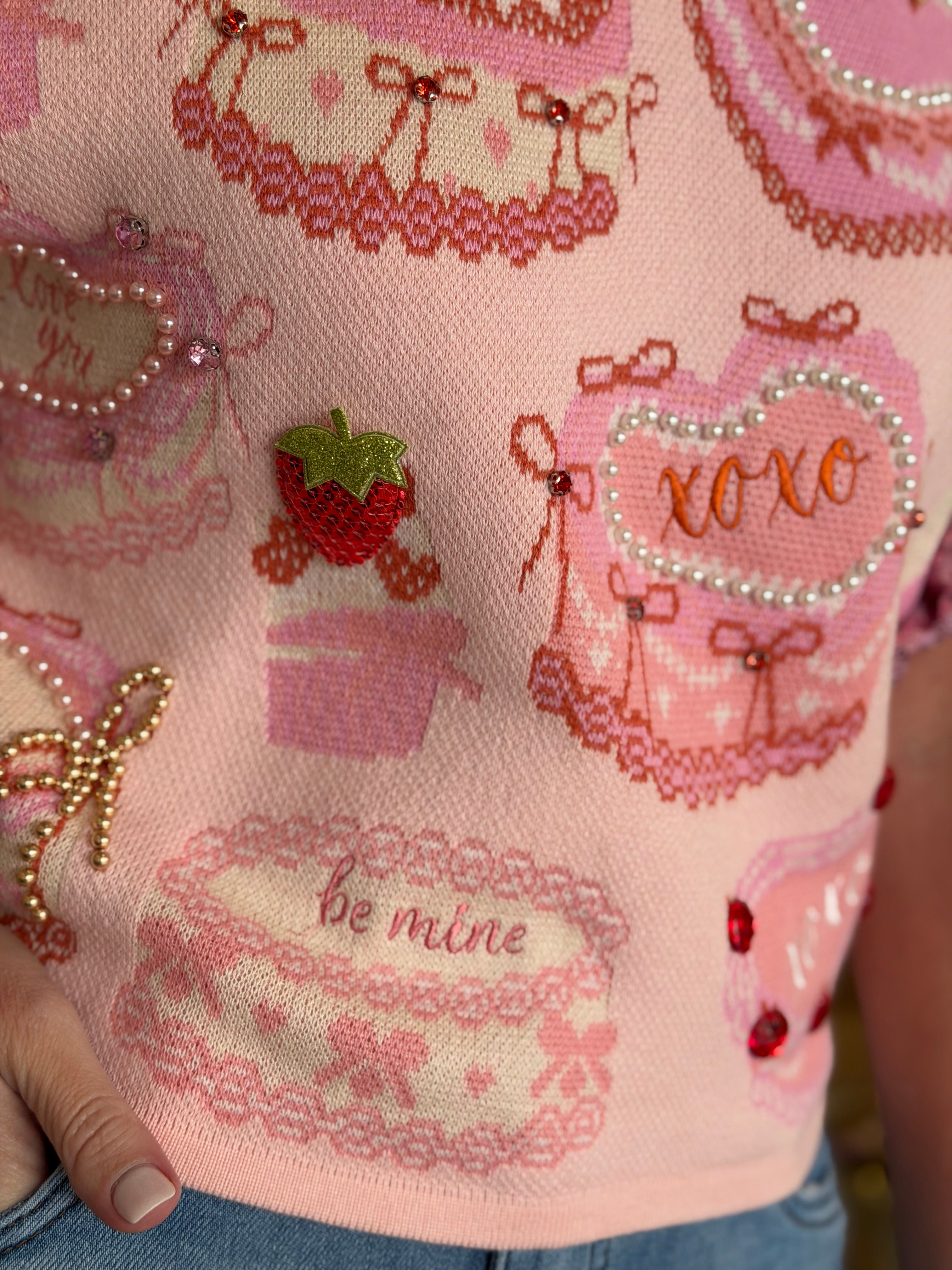 Pink Cakes & Pastries Knit Top