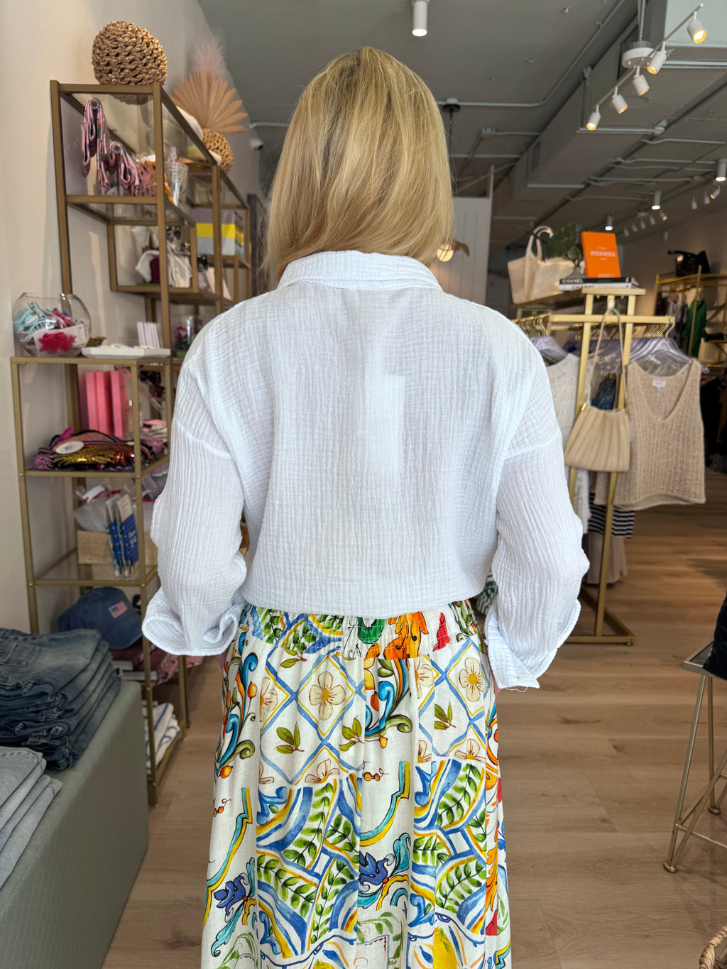 Long Sleeve Button Down Gauze Top
