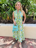 Blooming Sleeveless Shirtdress
