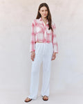 Two Pocket Fray Hem Shirt - Pink Sunset