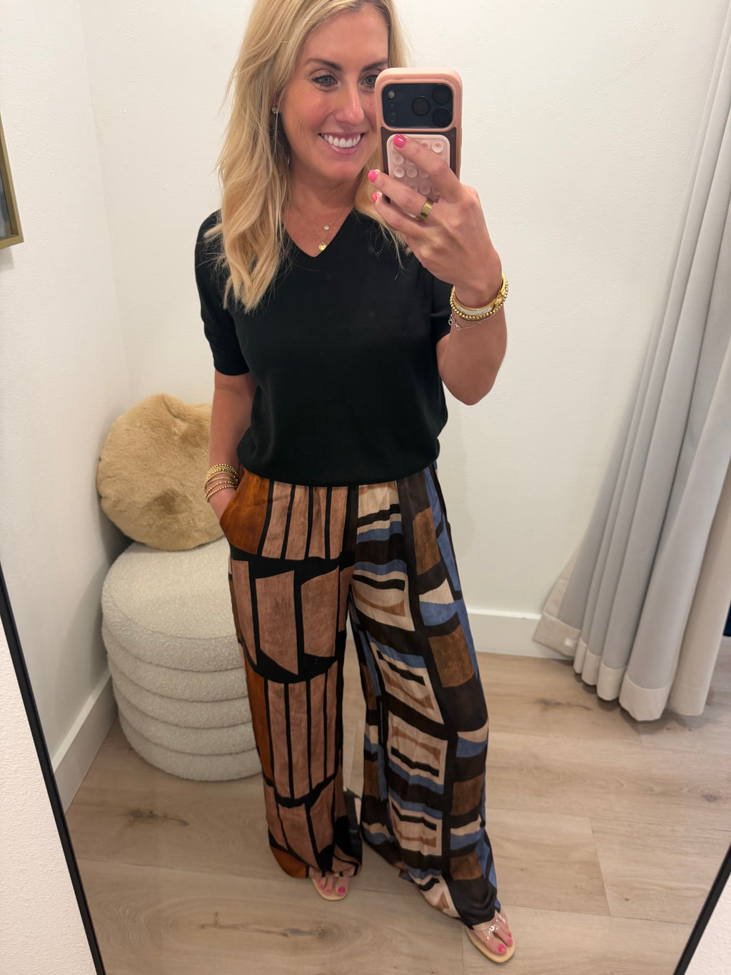 Knit V Neck Top - Black