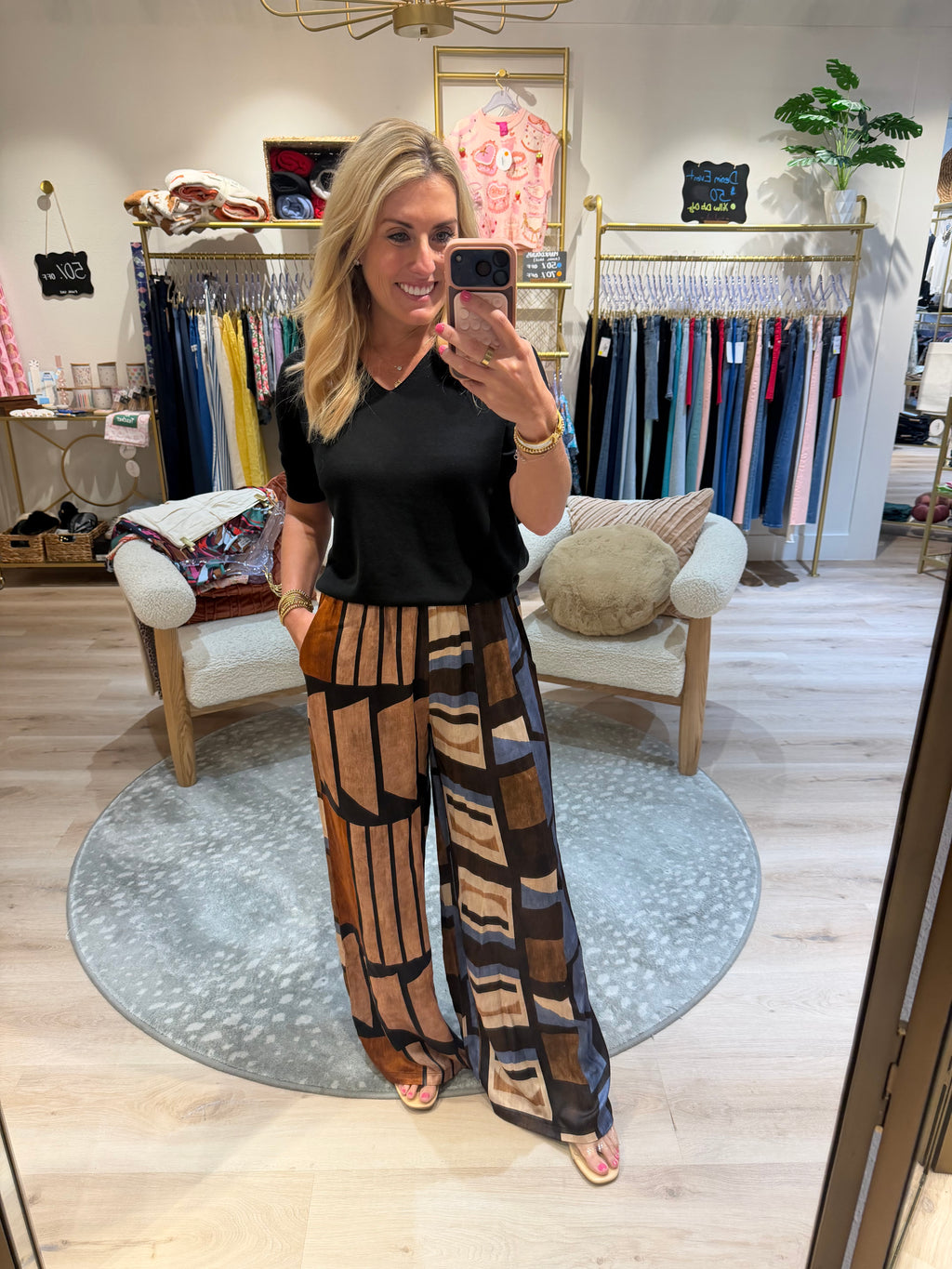 Geometric Multi Color Print Pants