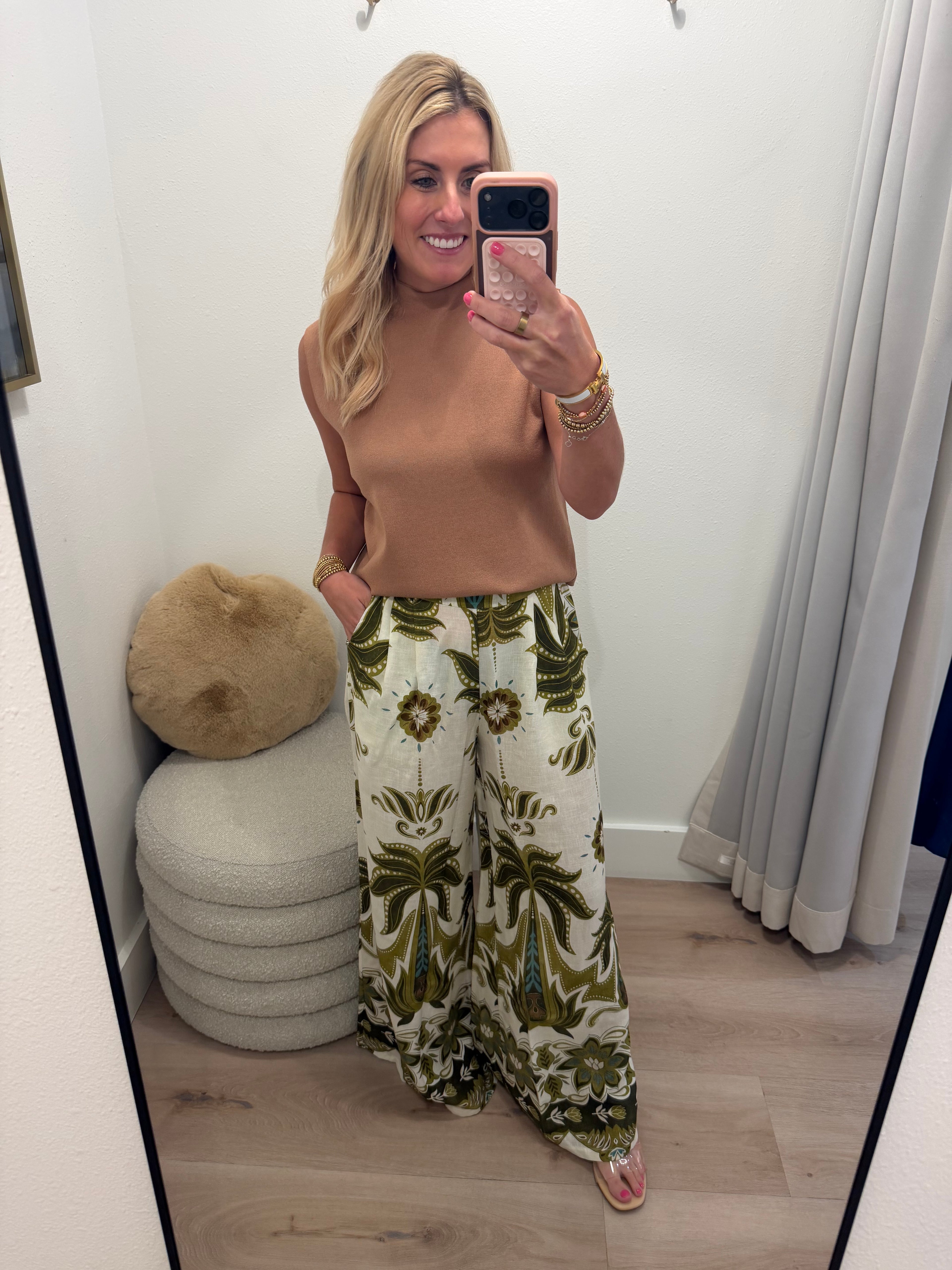 Palm Damask Print Pants