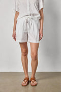 Pleat Waist Short in White