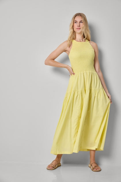 Smocked Bodice Maxi Dress : Lemon