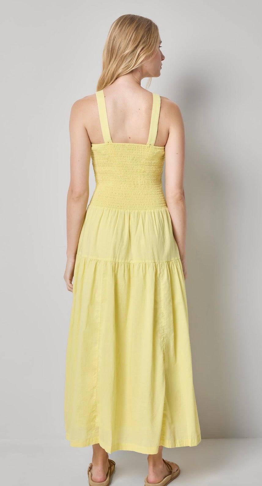 Smocked Bodice Maxi Dress : Lemon
