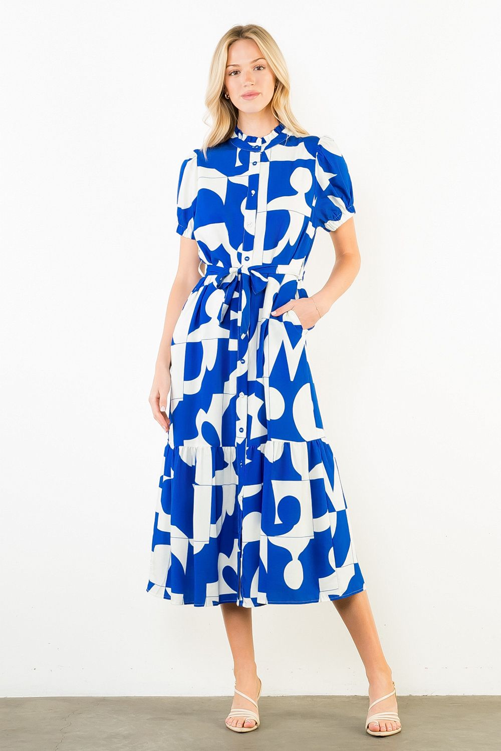 Geometric Ruffled Dress