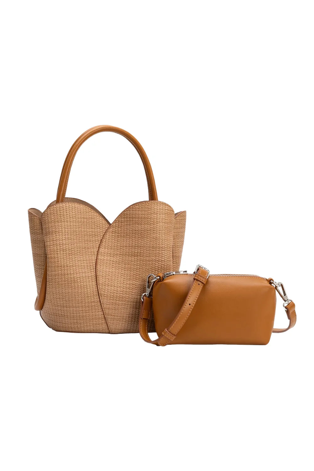 TULIP RAFFIA TOP HANDLE BAG