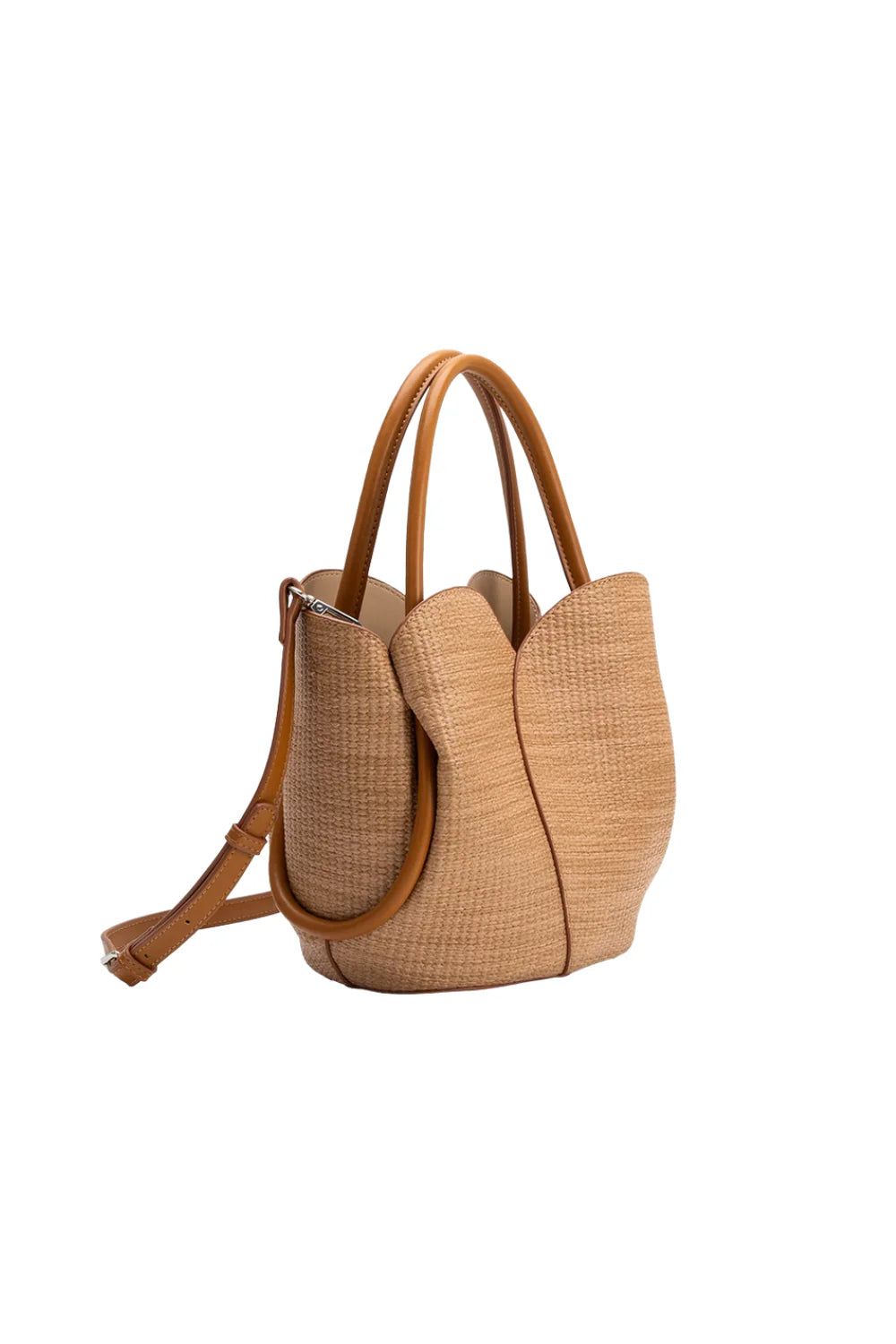 TULIP RAFFIA TOP HANDLE BAG
