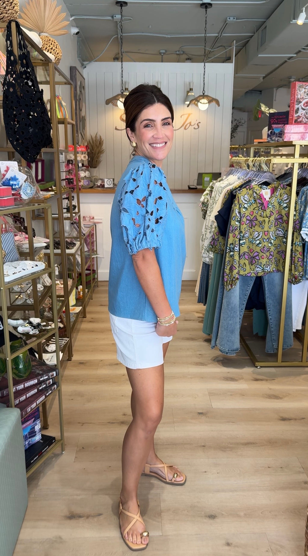 Eyelet Short Sleeve Top