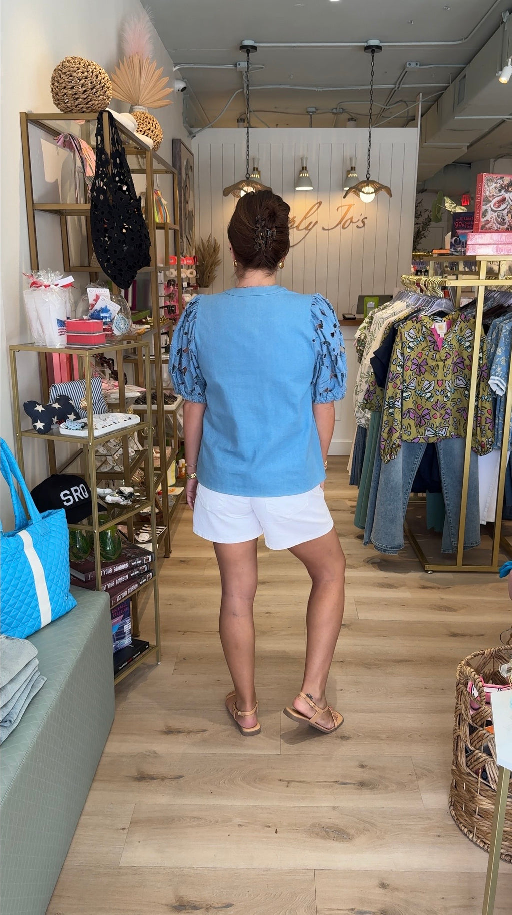 Eyelet Short Sleeve Top